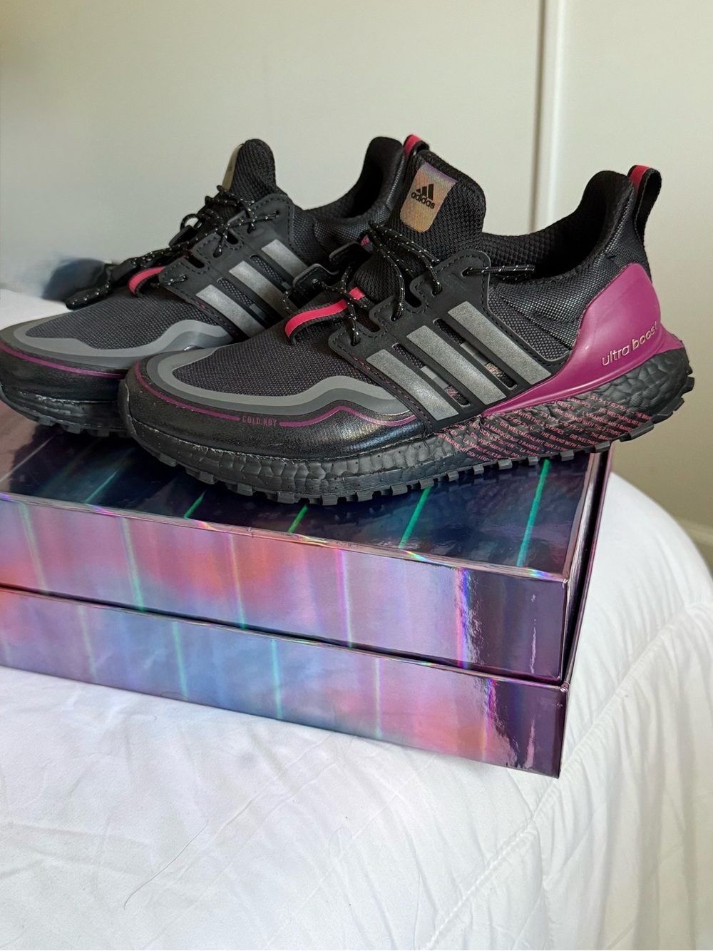adidas Black & Magenta Ultra Boost Running Shoes